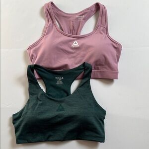Reebok | Pair Green & Pink Padded Sports Bra Bundle | Work-Out Exercise Size LG